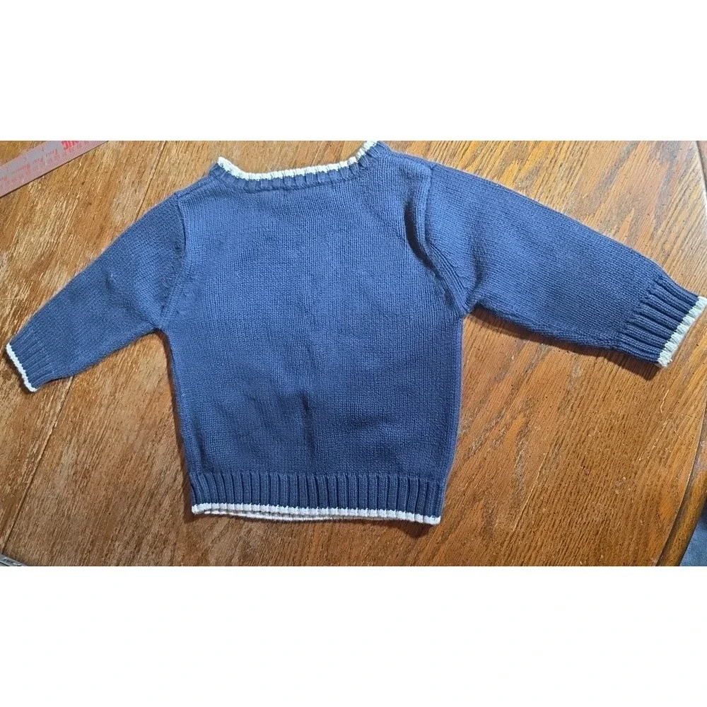 George Baby Boys Long Sleeve Knit‎ Sweater Snowflake Winter Navy Size 18 Months